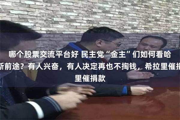 哪个股票交流平台好 民主党“金主”们如何看哈里斯前途？有人兴奋，有人决定再也不掏钱，希拉里催捐款